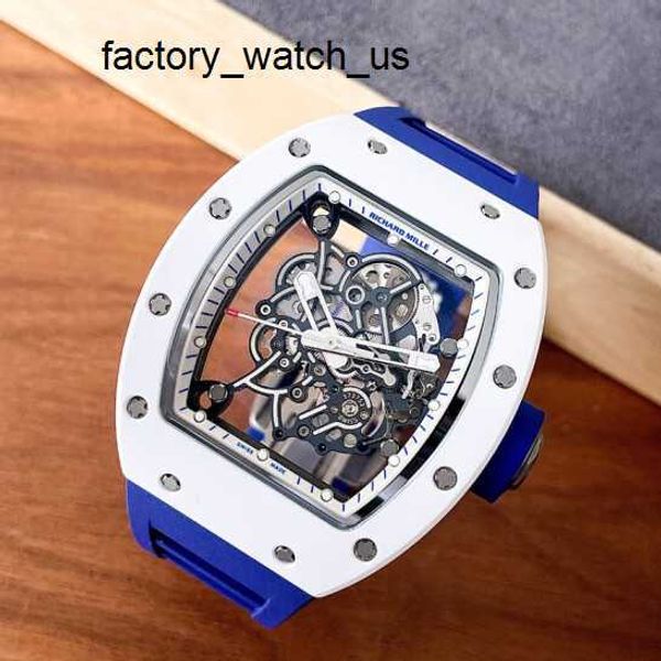 Tourbillon Watch Machinery Watch RM Watch Mens Series Rm055 White Ceramic Japan Limited Edition Manuel Mécanique Mode Casual Mens Watch Set