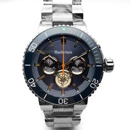 Montre Tourbillon Mouvement à quartz pour homme Chronographe Vk Bracelet en acier Cadran bleu Montre-bracelet Bracelet en cuir Boucle déployante Horloge Gentleman 42 mm