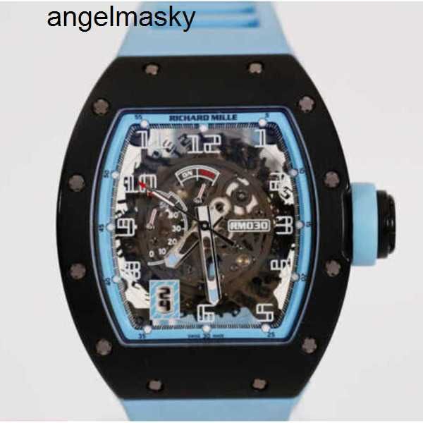 Tourbillon WatchRM montre-bracelet RMwatches montre-bracelet Rm030 argentine bleu noir carbone creux Date stockage dynamique hommes