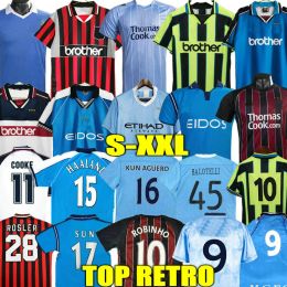 TOURE YAYA BALOTELLI SOCCER JERSEYS 11 12 Retro Man Citys Final 2012 MAN KUN AGUERO DICKOV TEVEZ HAALAND GAATER 98 99 01 Vintage Football Shirt Kompany 88 89