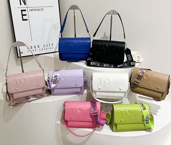 Tous Sac à bandoulière Designer Femmes Solide Cuir Rabat Boutons Magnétiques Sac À Main Noir Blanc Rose Sac À Main Épaule Cartables Sacs Cross Body 9couleur