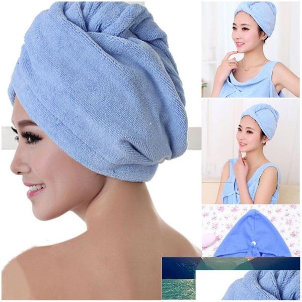 Toalla 1 PCS Pequeño Microfibra de secado rápido Cabello Secado mágico Turbante Wrap Hat Cap Spa Baño 20x55 cm Precio de fábrica Experto Diseño Qualit Dhwzz