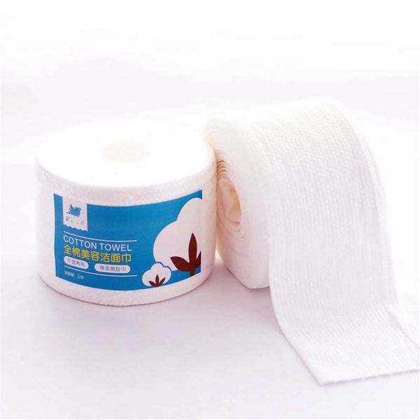 Serviette 1 rouleau jetable nettoyant épaississant doux Non-tissé papier de soie pour le visage lingettes de maquillage tampon de coton