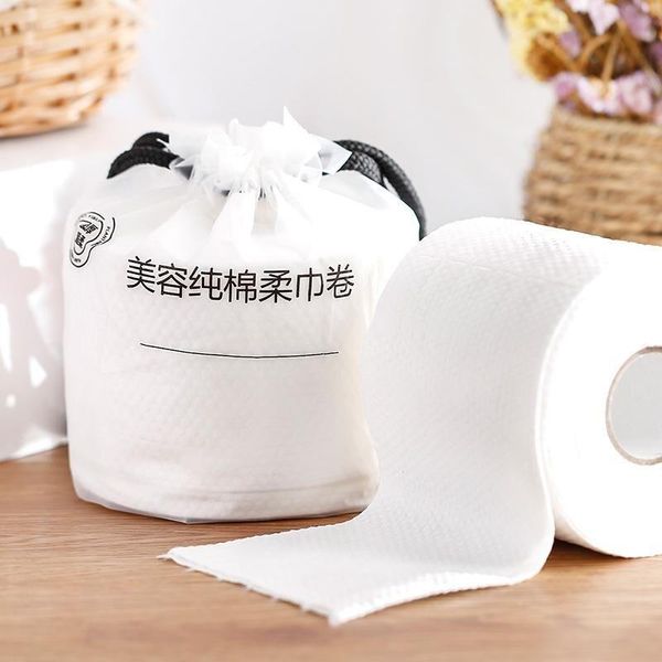 Serviette 1 rouleau de lingettes non tissées jetables pour le visage Tampons en coton Démaquillant nettoyant pour le visage