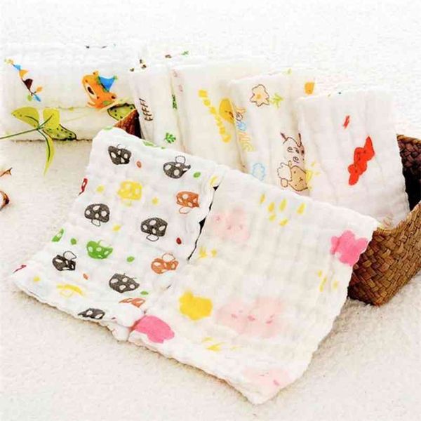 Serviette 10 Pc/lot bébé mouchoir carré fruits motif mousseline coton infantile visage essuyer tissu 210728