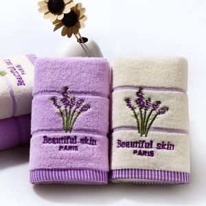 Serviette 100% coton parfum Couple El Home Set serviettes de bain brodées lavande pour visage absorbant