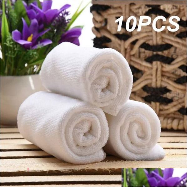 Serviette 10pc blanc doux en microfibre face visage el bains de lavage de lavage des serviettes à main