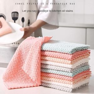Serviette 10pcs en polyester super doux ananas coupé bord de rag des serviettes pour les gadgets de nettoyage des tâches ménagères