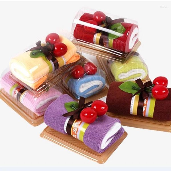 Serviette 10 pièces lavage gâteau aux cerises Sandwich rouleau suisse forme gant de toilette cadeaux de fête de mariage anniversaire Valentine cadeau