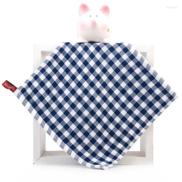 Serviette 1pc 25x25cm Plaid Treillis Coton Portable Suspendu Enfants Enfants Salle de bain Lavage à la main Visage Carré