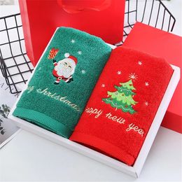 Serviette 1 pièce, ensemble de salle de bain en molleton de corail absorbant en microfibre, arbre de noël, broderie du père noël, serviettes de bain, cadeaux de noël 231025