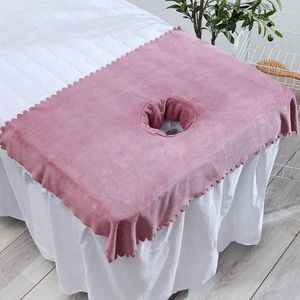 Serviette 1pc Salon de beauté avec trou drap de lit lit de massage traitement drap de couverture souple pour SPA esthétique couleur unie serviettes ensemble polyester