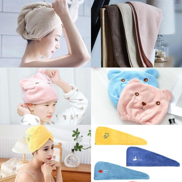 Toalla 1 unid lindo pelo seco mujeres microfibra suave gorro de ducha cabeza envoltura absorbente rápido señoras toallas kawaii
