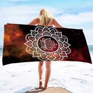 Serviette 1pc motif de fleurs mandala plage imprimée accessoires doux et absorbants adaptés à la natation des activités de plein air