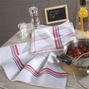 Serviette 1Pc Blanc Coton Lin À Carreaux Vin Verre Tasse Chiffon De Nettoyage Absorbant Table Cuisine Thé Torchon 50x70cmServiette