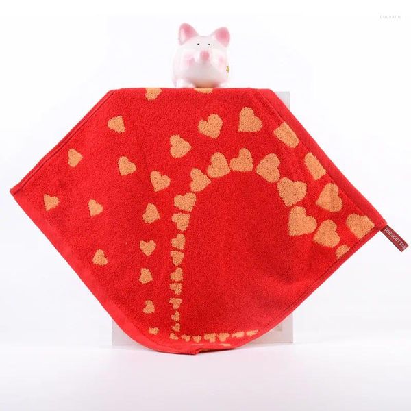 Toalla 1pcs 35x35cm Heart Wedding Wedding Cotton Square Square Bride Feliz Pañero Regalo Rojo suave cara roja