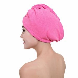 Toalla 1 UNIDS Rosa Coral Terciopelo Cabello Seco Baño Microfibra Secado Rápido Turbante Super Absorbente Mujeres Cap Wrap