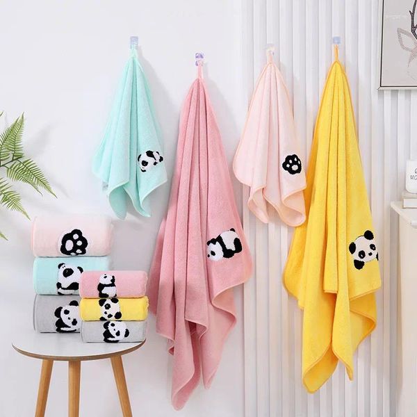 Serviette 1set bain dessin animé panda serviettes ensemble visage pour adultes épais super doux absorbant salle de bain plage sport spa