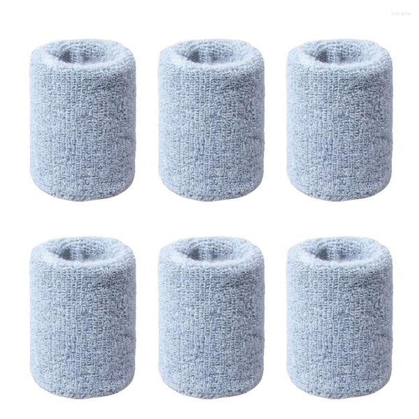 Toalla 2/3 6pcs Muñequeras Deportes Soportes elásticos Mujeres Hombres Sudor Muñequeras absorbentes Suministros Gris