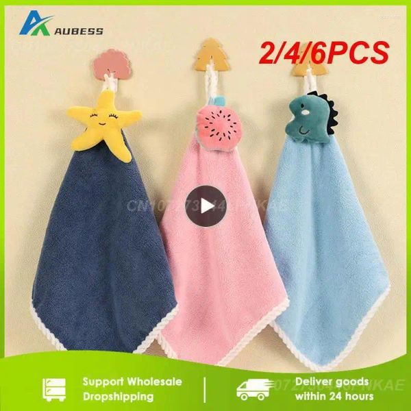 Serviette 2/4 / 6pcs 1 paquet de serviettes à main microfibre mignonnes super épaisses pour enfants dessin animé absorbant animal absorbant