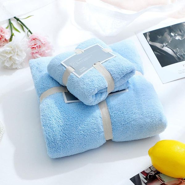 Toalla 2 PCS Soft Coral Fleece Conjunto de baño bien absorbente para la ducha de la cara de la mano del hogar no será color sólido J2Y