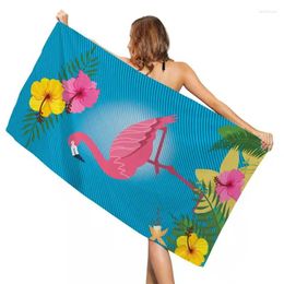 Serviette 2 tailles mode 3D Flamingos Fruits imprimés de bain doux serviettes de bain confort plage nager en daim en microfibre coiffure coiffure plage