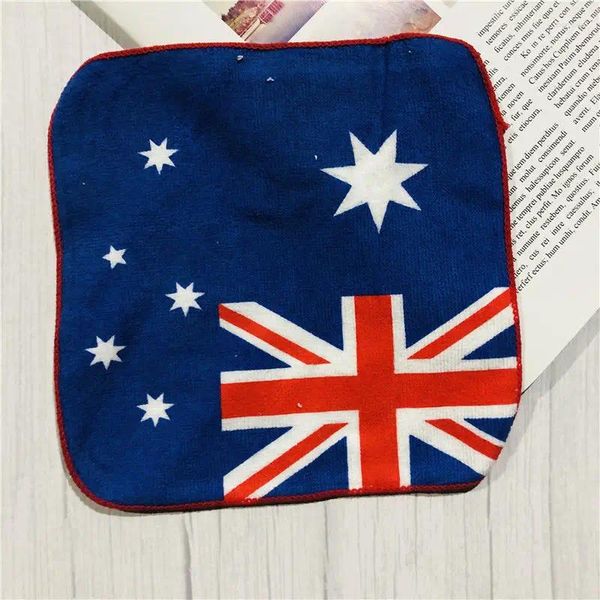 Serviette 20 20 cm Small Squares of National Flags Modèle imprimé en coton Petite enfance Hand American British Italie