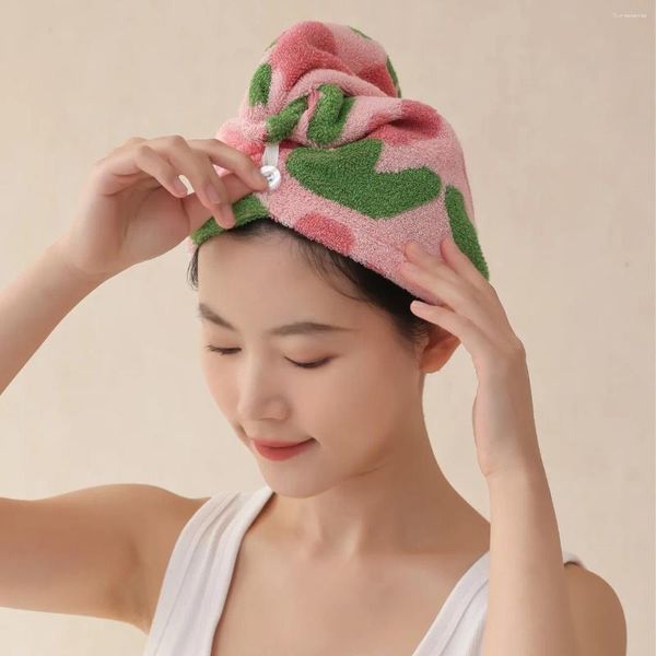 Serviette 2024 Double face Terry fil teint absorbant sèche-cheveux chapeau pur coton à longues fibres Ins séché à l'air