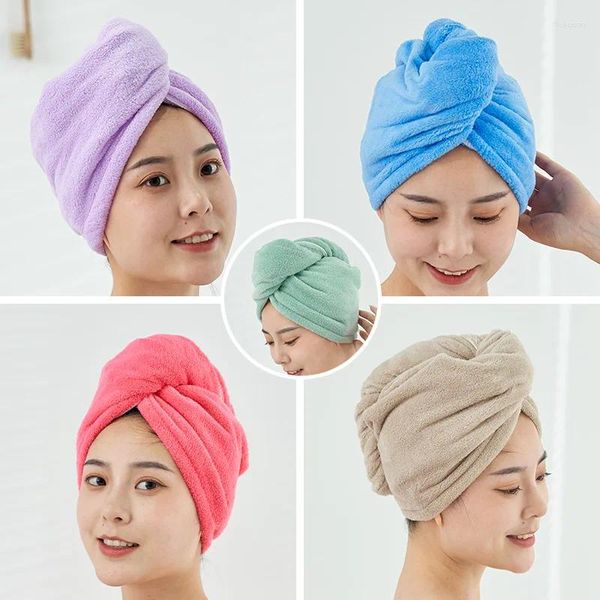 Toalla 25 65 cm Coral Fleece Head Wrap Herramientas de baño Secado rápido Cabello Súper absorbente Quick Lady Turban