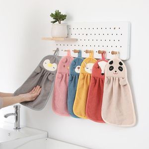Handdoek 2 stks schattige cartoon hand hangend absorberend kleine badkamer keuken dierenjoch home decor textiel