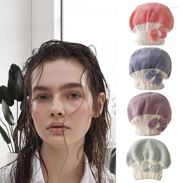 Serviette 2pcs Microfibre Séchage rapide des cheveux Bain Spa Bowknot Wrap Cap pour accessoires de salle de bain Douche Femmes Tête