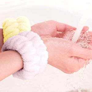 Handdoek 2 Stuks Pure Kleur Pluche Pols Waterdichte Haarband Vrouwen Wassen Gezicht En Make Up Band Hoofdbanden Vrouwelijke Mode accessoires