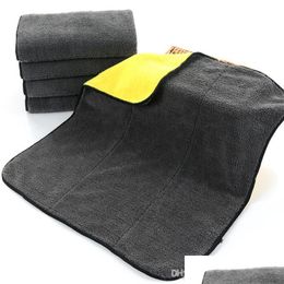 Handdoek 2x 800GSM 45cmx38cm Super dikke pluche pluche microfiber auto -reiniging doeken zorg microfibre wax polijsten details handdoeken deliv dhxzq