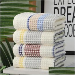 Serviette 35x75cm / 70x140cm coton épaissi bain premium rayé gaufre adt enfants maison absorbant doux livraison goutte textiles de jardin DHVSZ