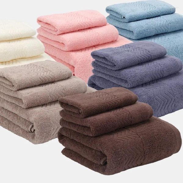 Serviette 3pcs / ensemble absorbant Ensemble coton Coton Soft épaissis de bain Face à main salle de bain El Home Towels