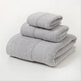 Toalla 3pcs conjunto sólido de mano/cara/baño de baño/baño algodón puro verde gris 70 140cm playa toalla para el baño de hogar textil