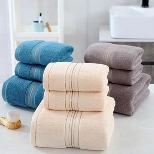 Serviette 3PCS / Set Super Soft Absorbants 70x140cm Baignoire en coton Set Face Necte de toilette à main pour les adultes