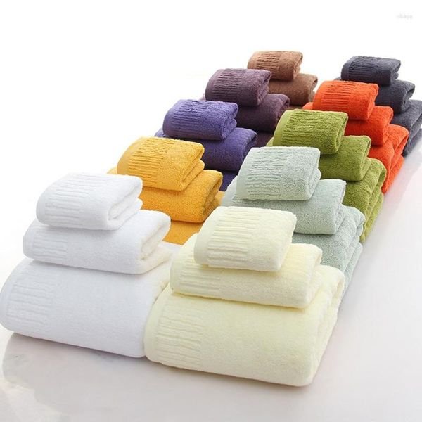 Serviette 3 pièces épaisse couleur unie ensemble coton doux beauté visage douche bain Spa pour adulte enfant maison salle De bain Toalha De Banho