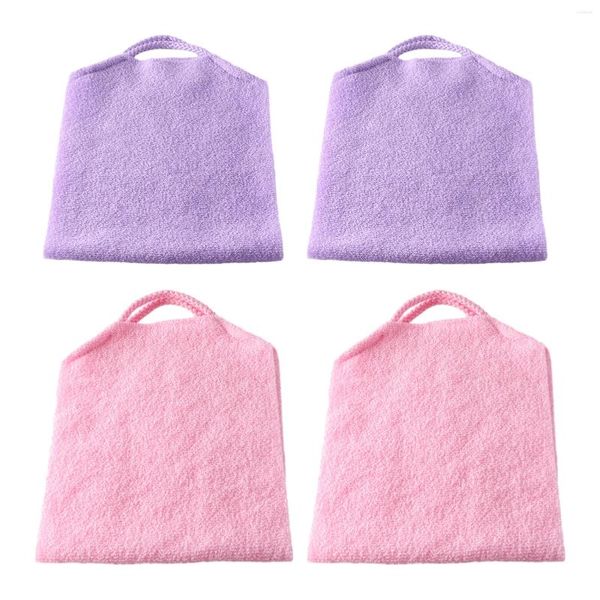 Serviette 4 pièces confortable El doux salle de bain pour douche femmes hommes Massage longueur étendue élastique avec poignées exfoliantes