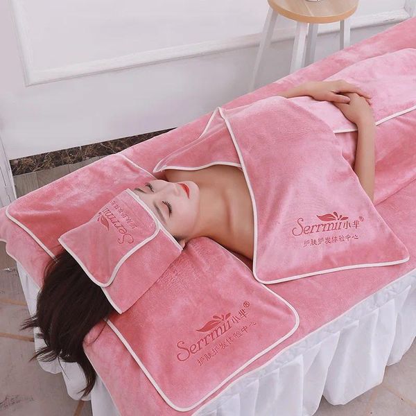 Serviette 5pcs Superfine fibre douce peignoir salon de beauté drap de lit confortable turban poitrine canapé massage spa robe de bain