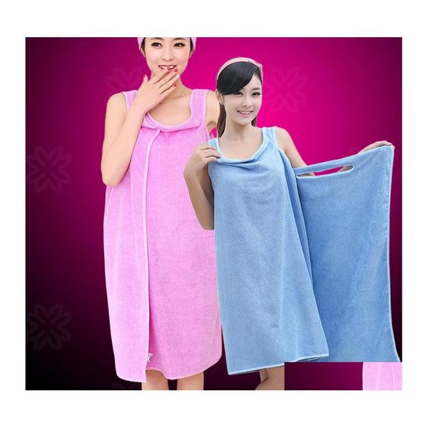 Serviette 6 Couleurs Lady Girls Bain Magique Serviettes Portables Douces Spa Douche Body Wrap Robe Peignoir Robe De Plage Drop Delivery Home Garden Te Dhpda