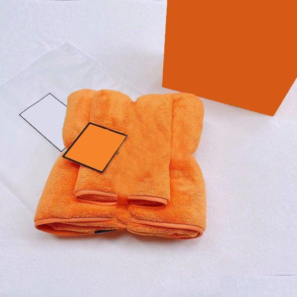 Toalla 6Color 2 Unids / set Letras de diseñador de lujo Toalla de cara H Letra Coral Fleece Absorbente Adt Toallas de baño para el hogar Travel Sport Cam Dhsyl