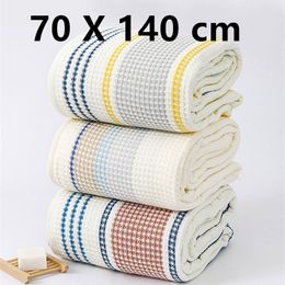 Handdoek 70X140CM katoen wafel geweven handdoek zacht bad sneldrogend wasbaar in de machine 230808