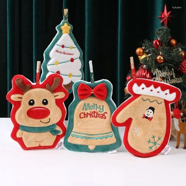 Toalla De Mano Absorbente Con Tema Navideño Papá Noel Reno Guante Muñeco De Nieve