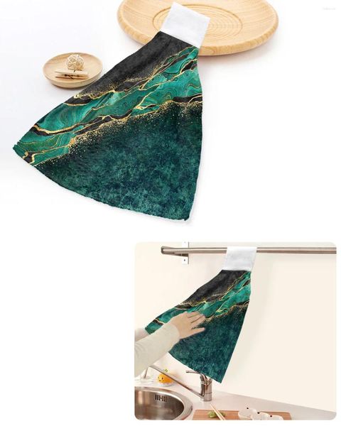 Serviette abstraite en marbre noir verte malachite d'arrière-plan serviettes de main cuisine salle de bain suspendue à trésors absorbants essuie personnalisée