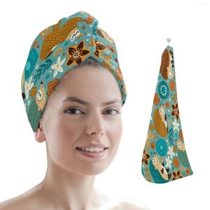 Toalla Animal Erizo Flores Hojas Mujeres Secado de cabello Sombrero Cabezal de ducha Turbante Tapa de secado rápido para baño