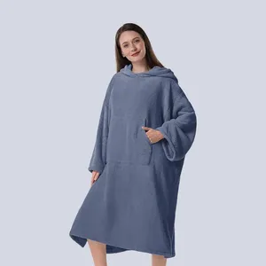 Serviette automne et hiver corail polaire à capuche maison adulte peignoir uni doux absorbant voyage extérieur cape robe de chambre chaude