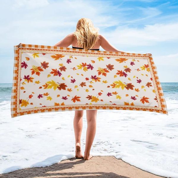 Toalla Otoño Naranja Celosía Playa de secado rápido Baño Microfibra Toallas de baño para adultos Picnic Yoga Mat