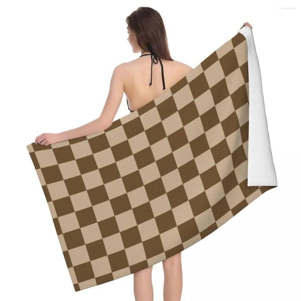 Serviette de plage en forme de damier, grande serviette en microfibre sans sable, séchage rapide, légère, pour la plage