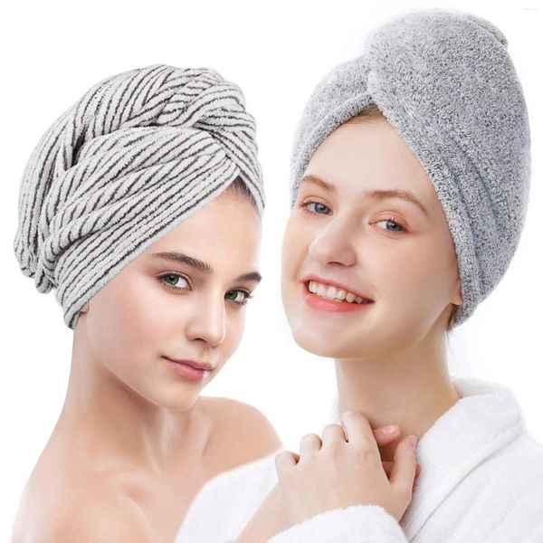 Serviette en bambou enveloppe en microfibre séchage douche turban avec boutons serviettes séchères rapides super absorbantes